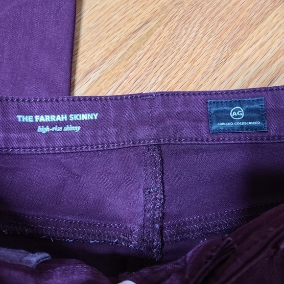AG Adriano Goldschmied Size 27R Farrah High Rise Skinny Jeans in Wine - Picture 3 of 5